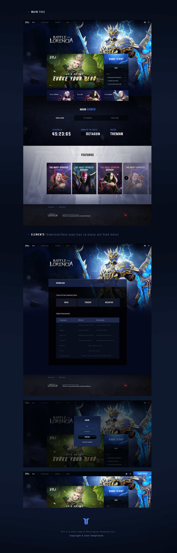 Battle for Lorencia V3 Game Website Template