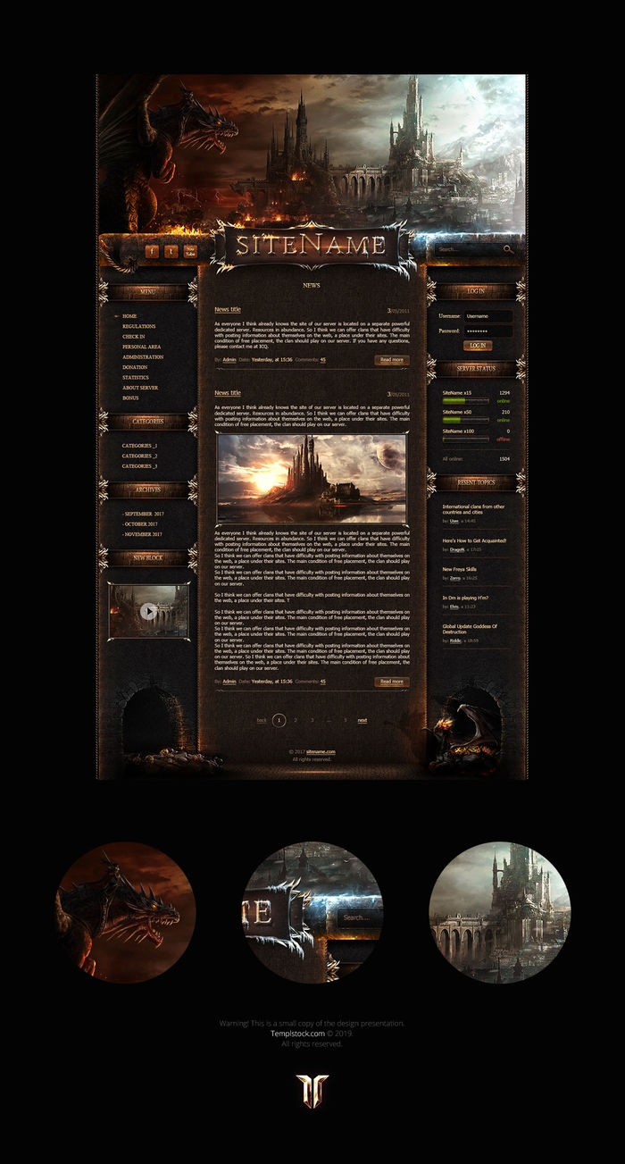 L2 Dragon Castle Game Website Template