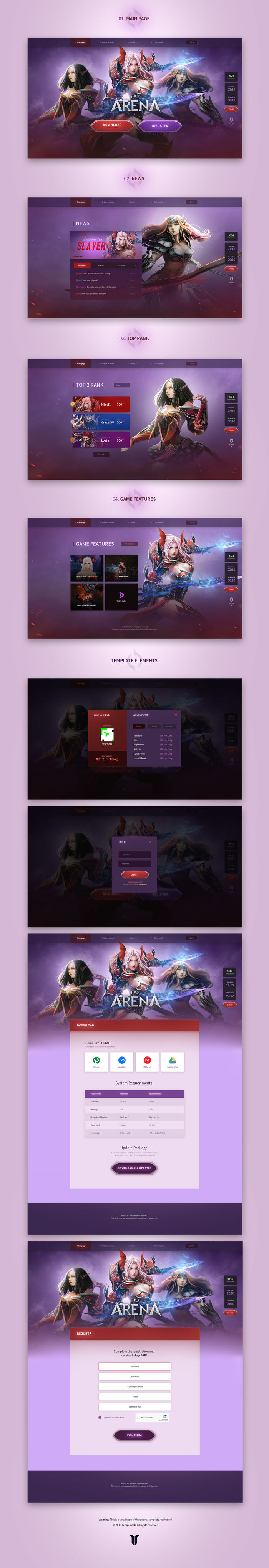 Mu Arena Fullscreen Game Website Template