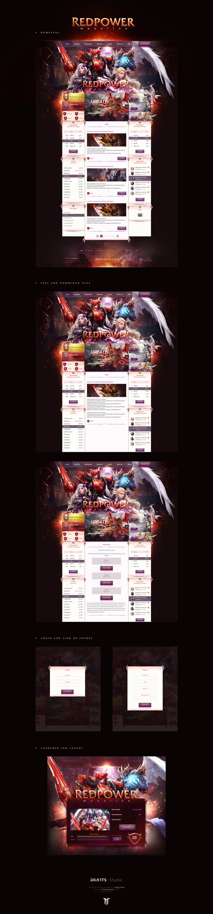 Mu Online Red Power Game Website Template